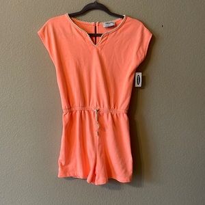 Girls NWT size 14 neon coral romper